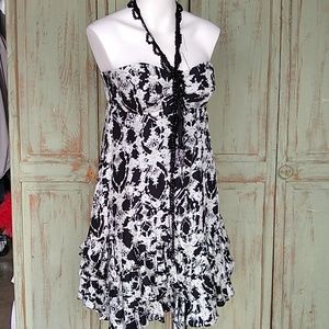 MWT Marchesa beaded halter ruffle dress